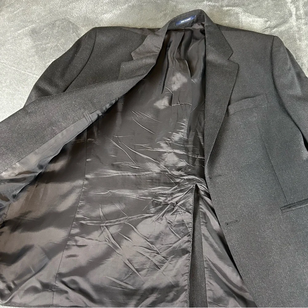 Chaps Ralph Lauren Blazer Mens 46R‎ Charcoal Gray Wool VTG Sport Coat 2 Button